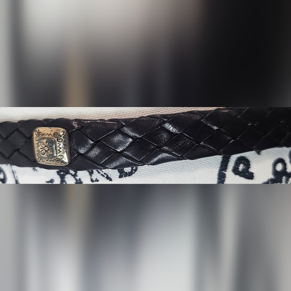 Vintage Brighton Brown Leather Croc Embossed Chevron Belt Charm Accents Large 40 - Picture 7 of 8